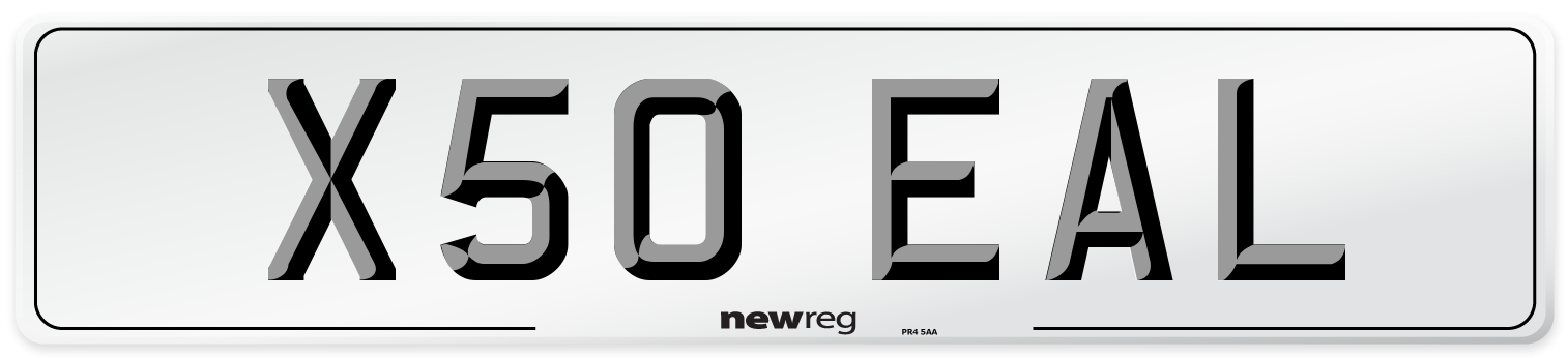 X50 EAL Number Plate from New Reg